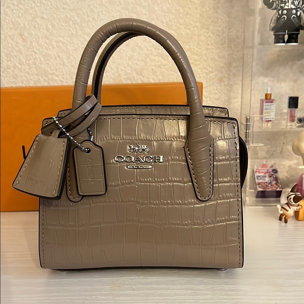 Coach Tan Mini Croc-Embossed Bag - Picture 2 of 2